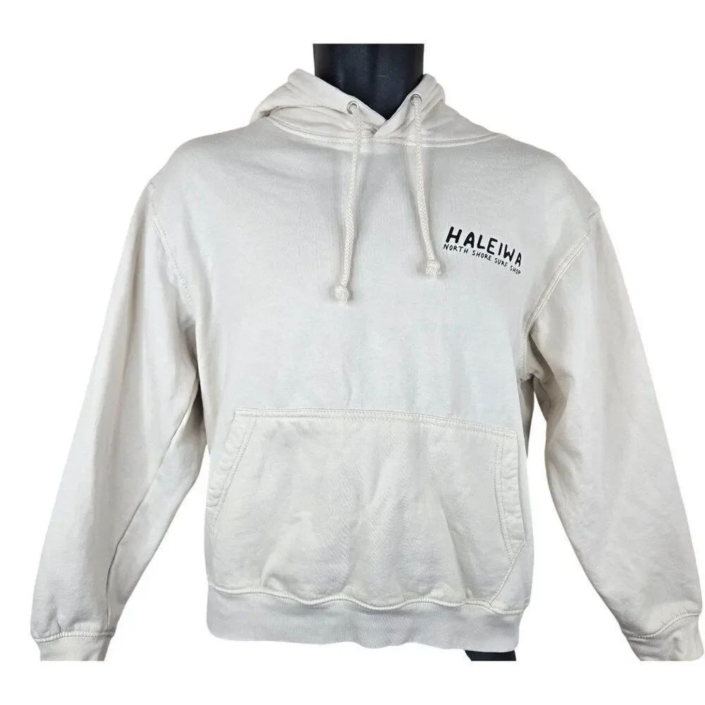 Haleiwa North Shore Hawaii Surf Shop Off White Hoodie Graphic Mens S